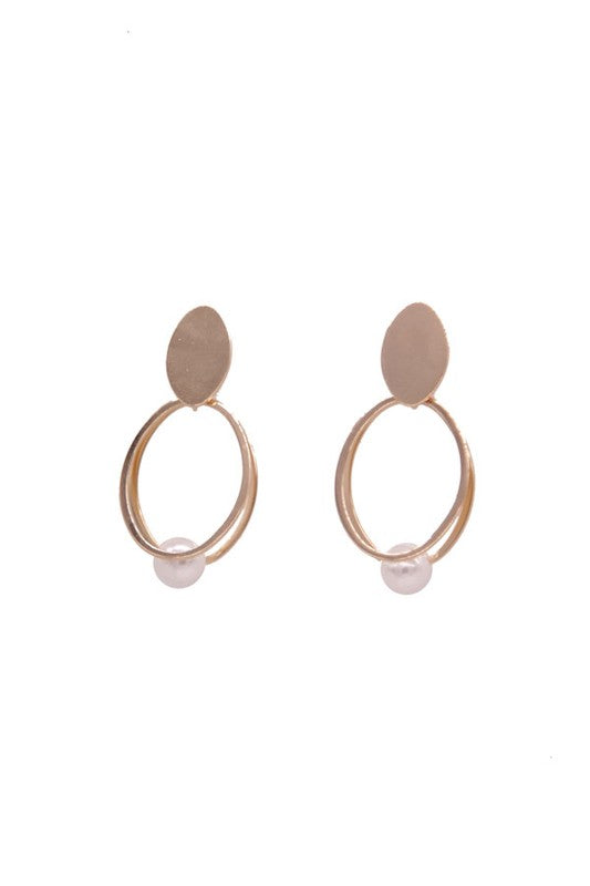 Stud Pearl Drop Earrings