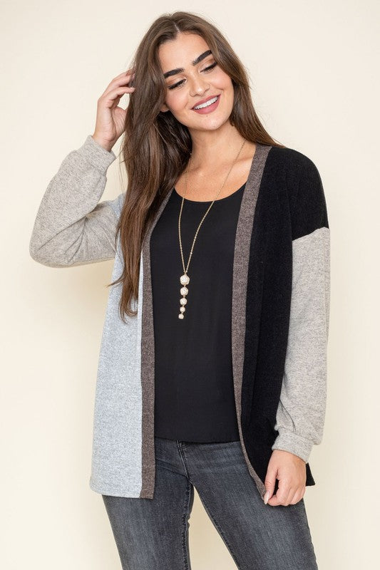 Color Block Knit Cardigan+