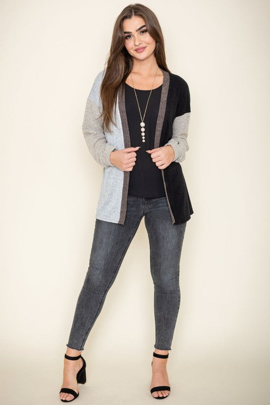 Color Block Knit Cardigan+