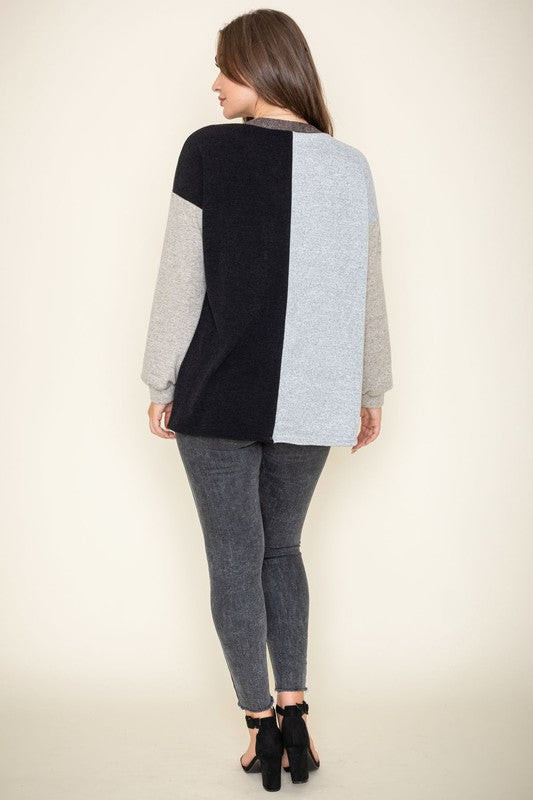 Color Block Knit Cardigan+