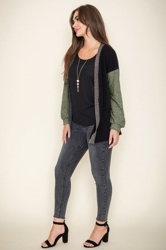 Color Block Knit Cardigan+
