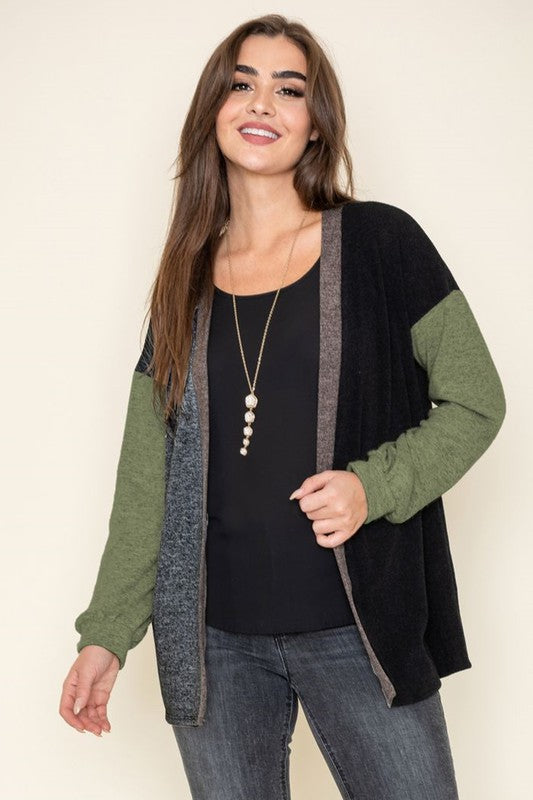 Color Block Knit Cardigan+