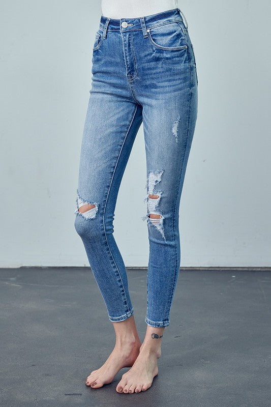 High Rise Ankle Skinnies