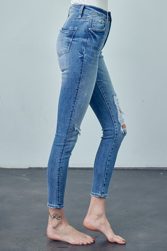 High Rise Ankle Skinnies