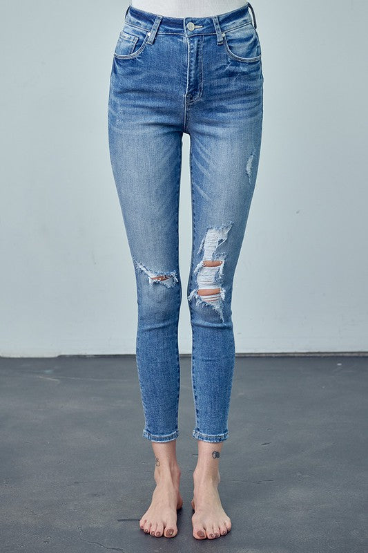 High Rise Ankle Skinnies