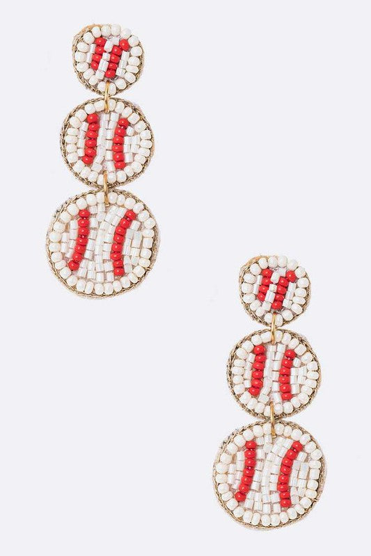 Triple Baseball Earrings