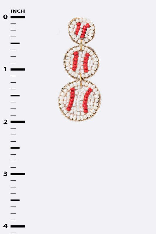 Triple Baseball Earrings