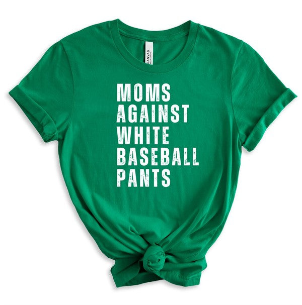 Moms Against White Baseball Pants Tee