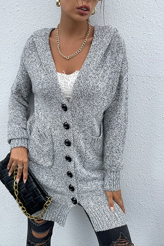 Knit Hooded Cardigan