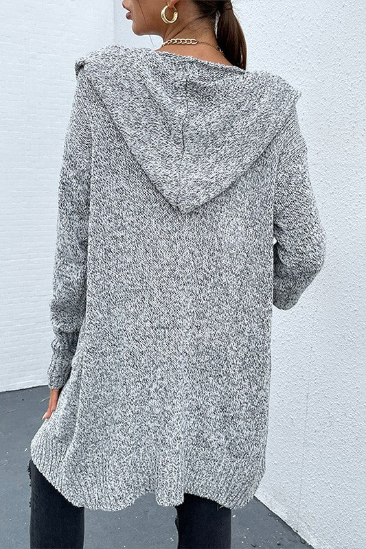 Knit Hooded Cardigan