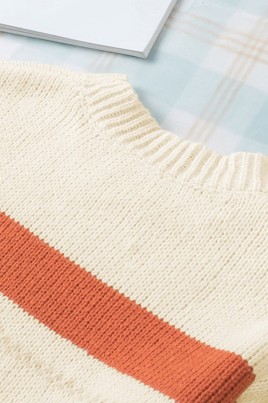 Striped Color Drop Shoulder Sweater