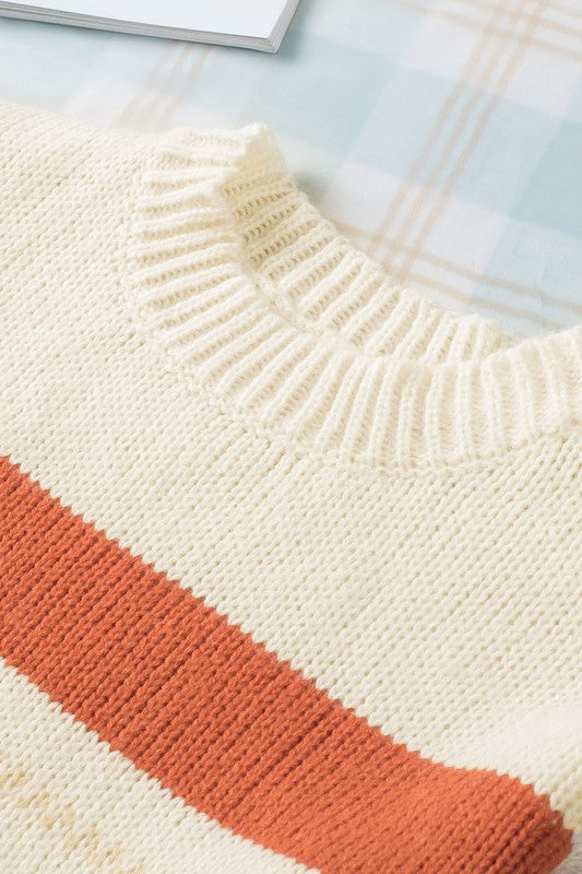 Striped Color Drop Shoulder Sweater