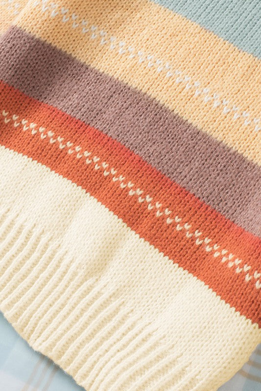 Striped Color Drop Shoulder Sweater
