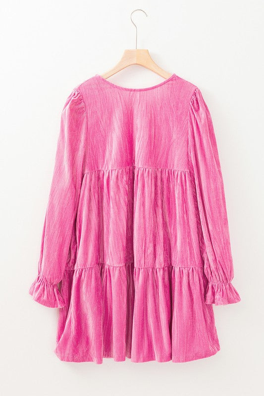 Ruffled Velvet Mini Dress