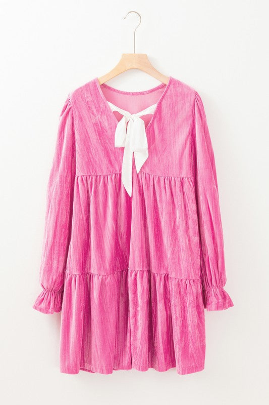 Ruffled Velvet Mini Dress