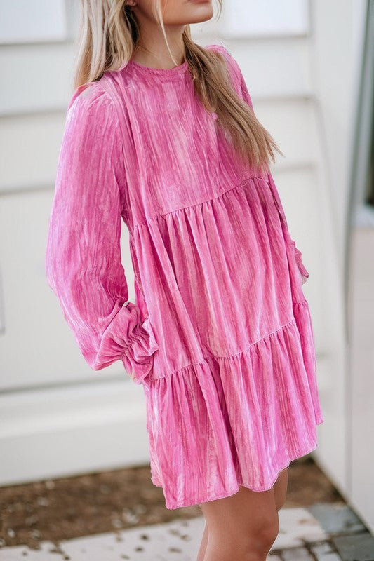 Ruffled Velvet Mini Dress