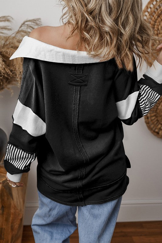 Black & White Striped Sweatshirt