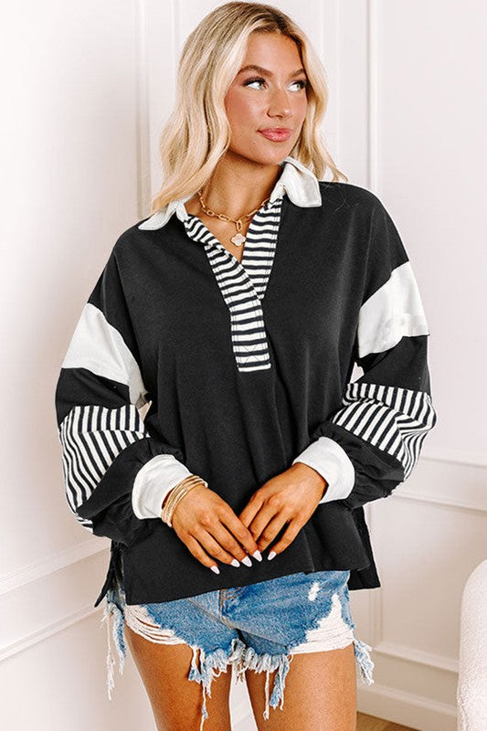 Black & White Striped Sweatshirt