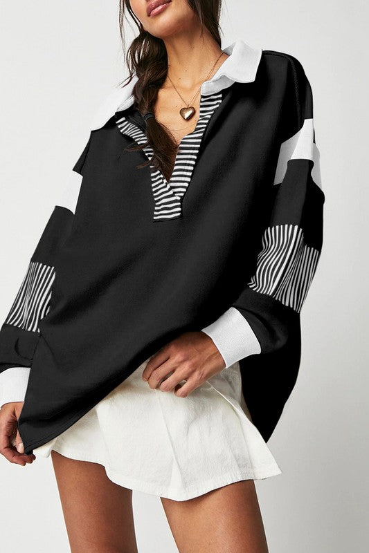 Black & White Striped Sweatshirt