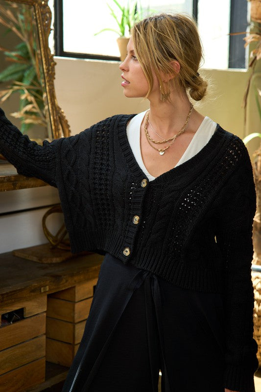 Cable Knit Cardigan+