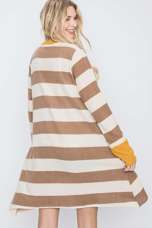 Striped Draped Cardigan+