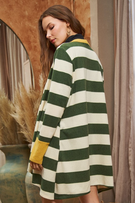 Striped Draped Cardigan+