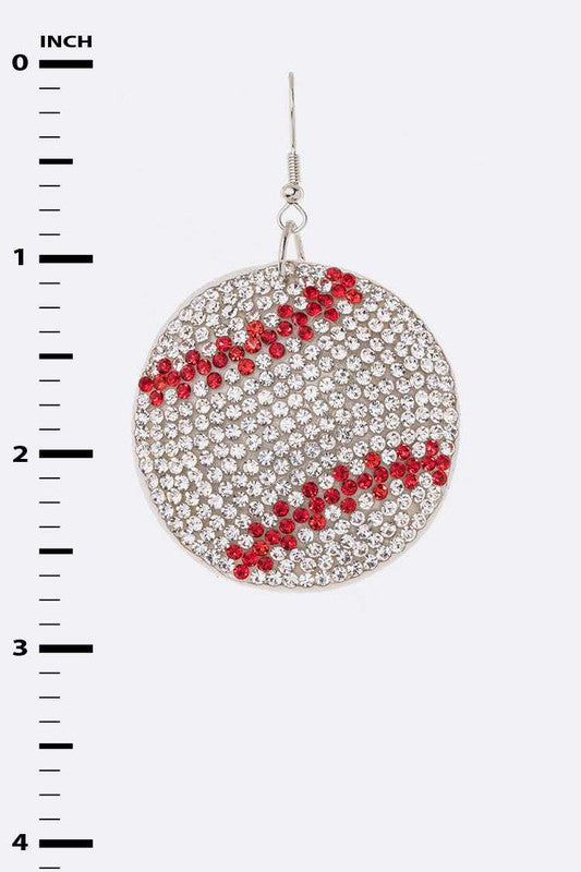 Rhinestone Baseball Earrings