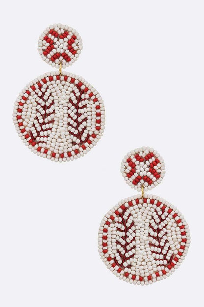 Beaded Baseball Earrings