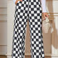 Checked High Waist Wide Leg Pants