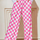 Checked High Waist Wide Leg Pants