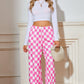 Checked High Waist Wide Leg Pants