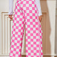 Checked High Waist Wide Leg Pants