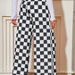 Checked High Waist Wide Leg Pants