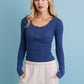 Cotton Long Sleeve Henley Top