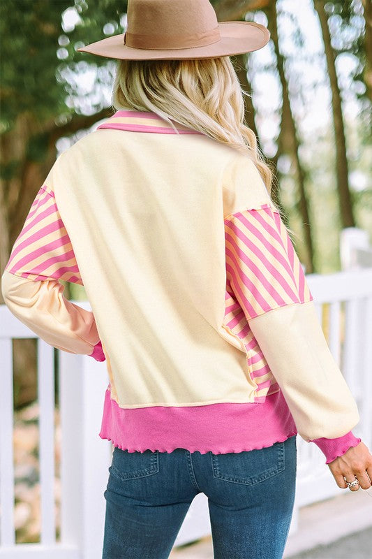 Patchwork Collared Sweatshirt
