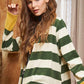 Striped Draped Cardigan+