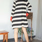 Striped Draped Cardigan+